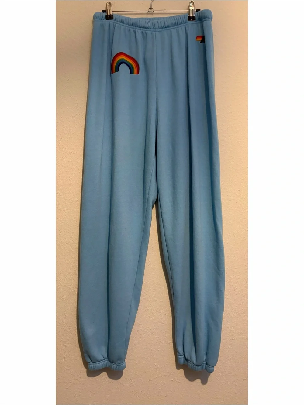 #1806 Aviator Nation RAINBOW EMBROIDERY RELAXED CREW SWEATSHIRT & Pant Set XL